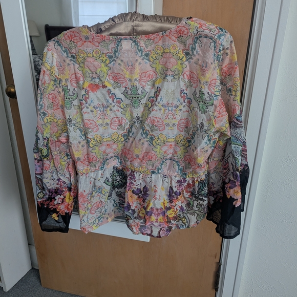 NATURAL LIFE Multi-Color Floral Paisley Peasant Blouse New With Tags. - Picture 3 of 5
